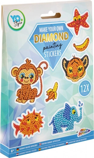 Diamantno slikanje – nalepke z živalicami, 12 kos