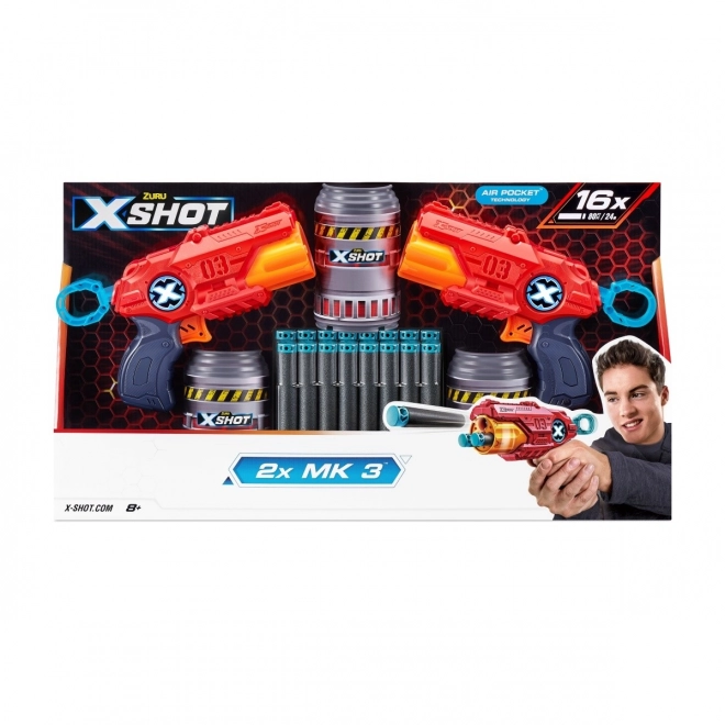 ZURU X-SHOT EXCEL MK 3 dvojni paket z vrtljivo glavo in 16 naboji