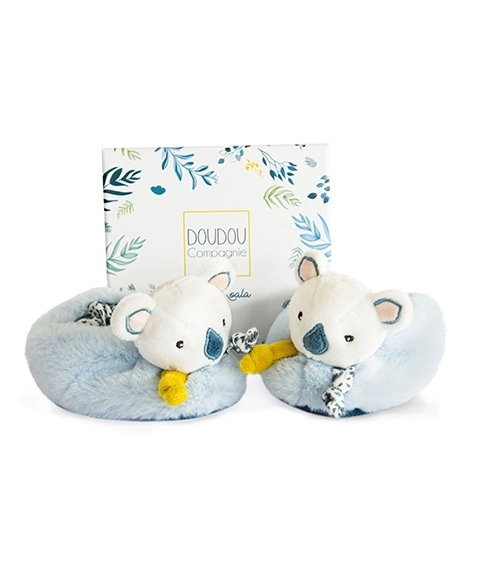 Doudou darilni set - Set prvih copatkov z ropotuljicami