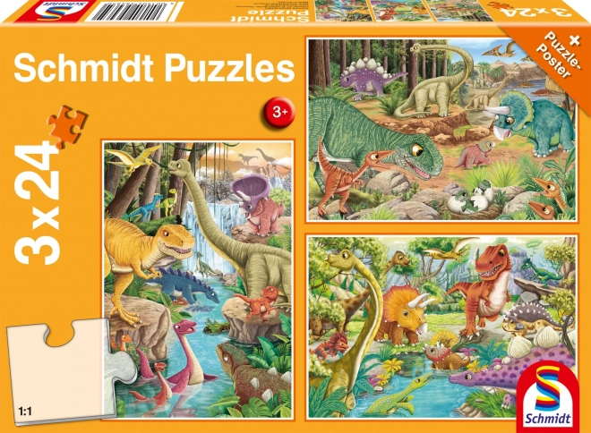 Puzzle dinozavri 3×24 koščkov