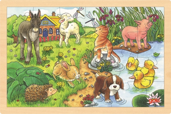 Lesene puzzle Mladiči na kmetiji 24 kosov