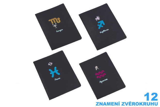 Zodiac beležka 18,5x25,5 cm s 26 črnimi obloženimi stranmi