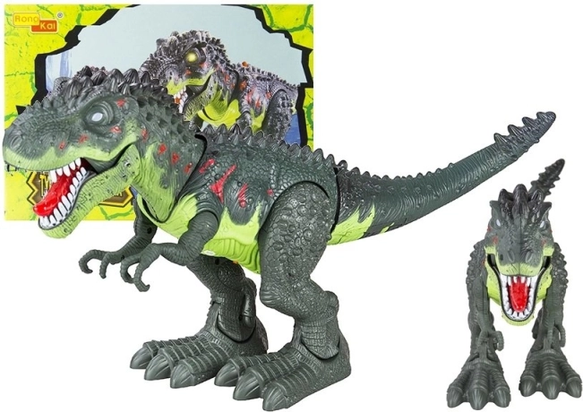 Hodeči dinozaver T‑Rex na baterije s svetlobnimi in zvočnimi učinki – zelen