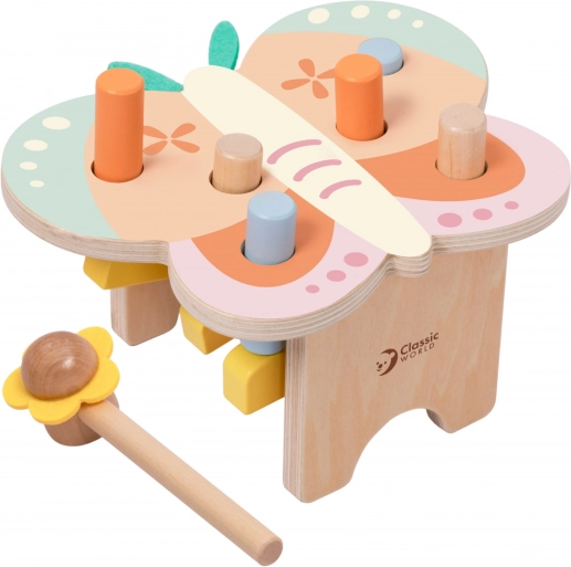 Lesena mizica s barvicami CLASSIC WORLD Montessori Metulj