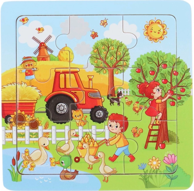 Lesene puzzle Žetev 9 delov