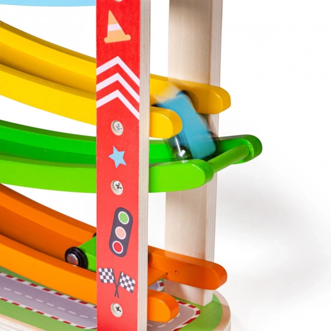 Lesena dirkalna steza za avtomobile Bigjigs Toys
