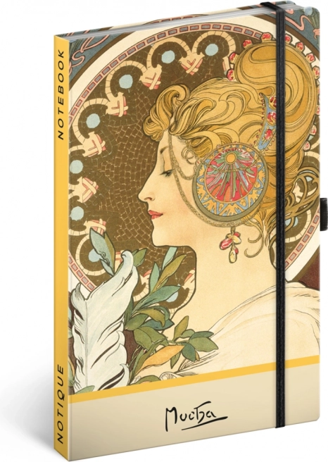 Beležnica Alfons Mucha – Pero, pikčasta, 13 × 21 cm