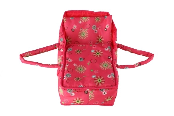 Tkaninska prenosna košarica za punčke Pink Floral 21x40x18 cm