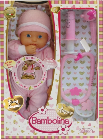 Dojenček Bambolina Amore 33 cm z zdravniškim kompletom
