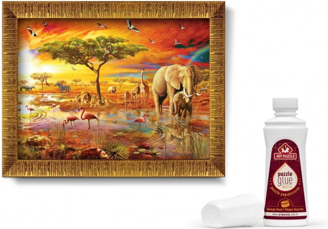 ART PUZZLE Sestavljanka z okvirjem in lepilom 3v1 1000 kosov – Kralji Savane