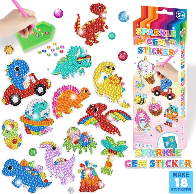 Set za diamantno slikanje za otroke samolepke - dinozavri
