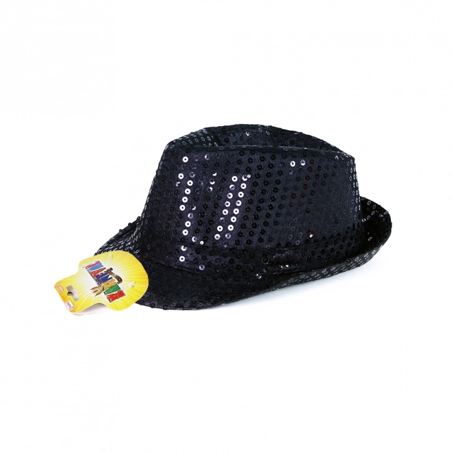 Črna disco klobuk z LED lučko za odrasle