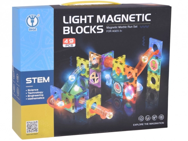 3D magnetne kocke za otroke Svetleče kroglične steze 49 elementov ZA5250