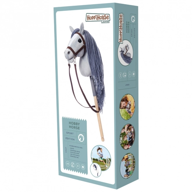 HOPPIHORSE konj na palici hobby horse velikost A4 siv