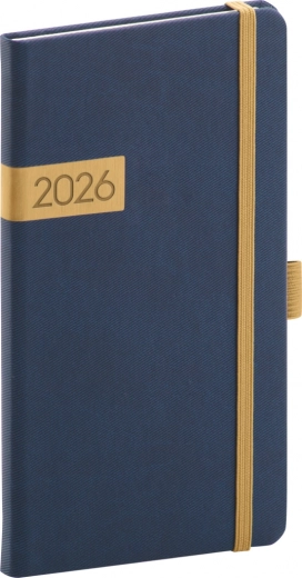 Žepni dnevnik Twill 2026 modro-zlat