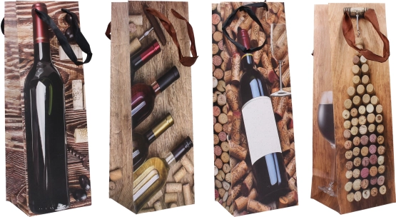 Darilna vrečka za steklenico, srednja, 12 × 35 × 10 cm, celoletna
