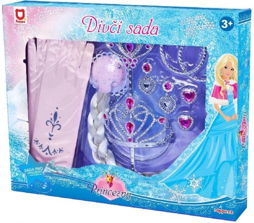 Otroški princeskin komplet z rokavicami in kitko, rožnata