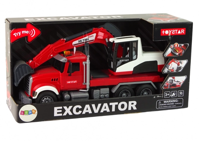 Tovornjak z bagrom traktor bager zvokovne luči