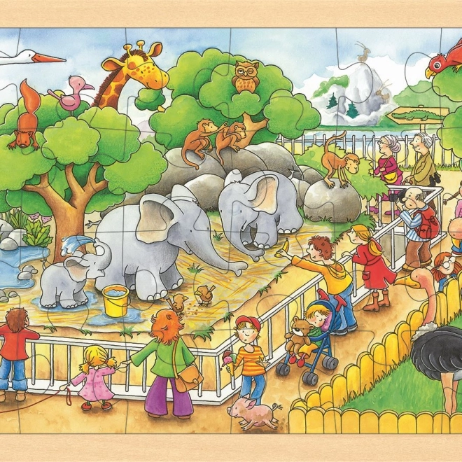 Lesene sestavljanke Obisk ZOO 24 koščkov