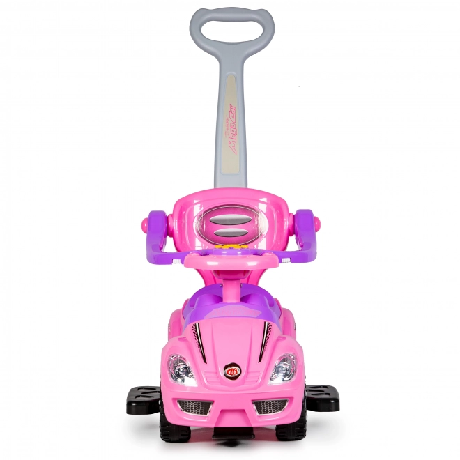 ECOTOYS poganjalec s zvoki in vodilno palico Avto roza