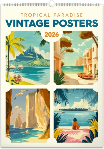Stenski koledar Vintage plakati Tropski raj 2026