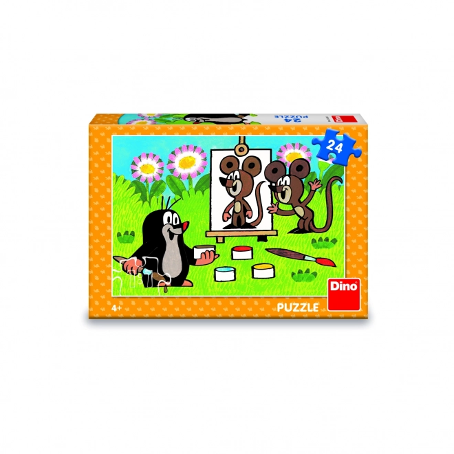 Sestavljanka Krtek s slikarjem 26x18cm 24kos v škatli 27x19x4cm