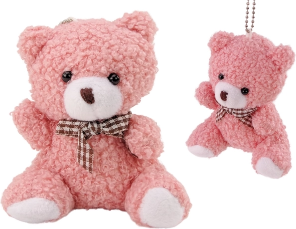 Rožnati plišasti mini medvedek obesek 10 cm