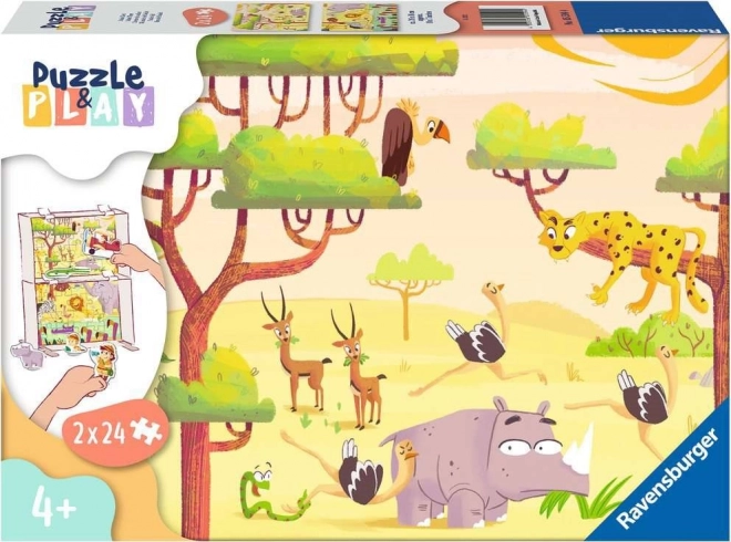 RAVENSBURGER Puzzle&Play: Safari 2x24 kosov