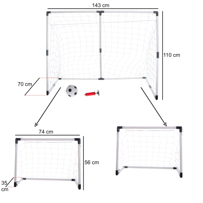 Nogometni gol 2v1 za otroke 143x110x70 cm