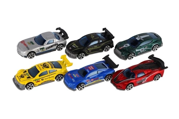 Avto dirkališče 6 kos kovina/plastika 8cm na prosti tek v škatli 10,5x27x4cm