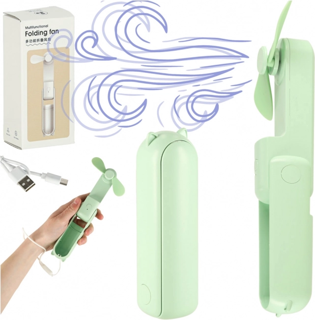 Mini prenosni USB ventilator zložljiv zeleni