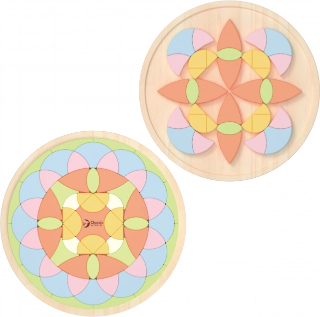 Pastelna mandala Montessori mozaika rože