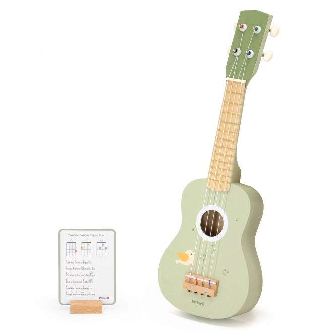 Leseno ukulele za otroke zeleno z notami