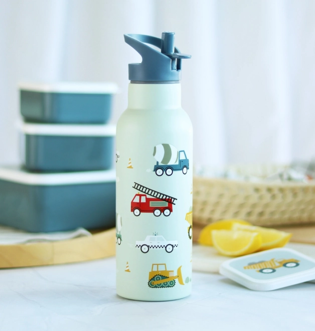 A Little Lovely Company Nerjaveča steklenica za pitje 500 ml – Vozila