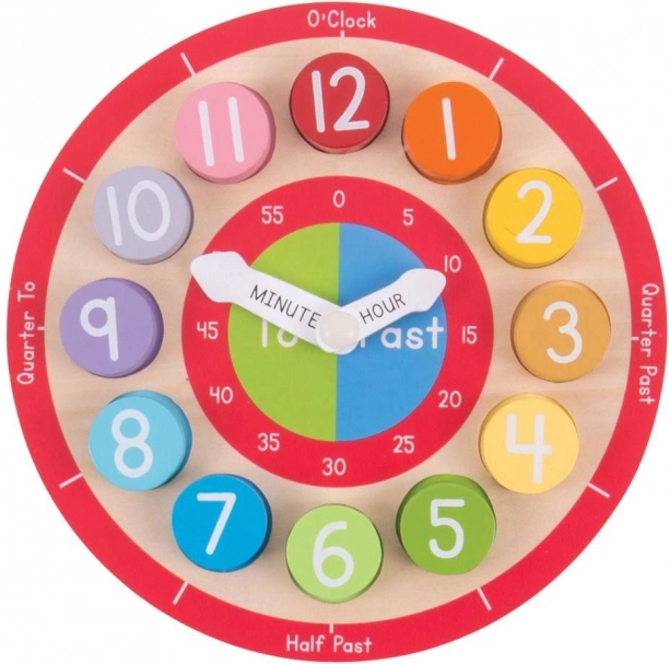 Bigjigs Toys izobraževalna lesena ura v angleščini