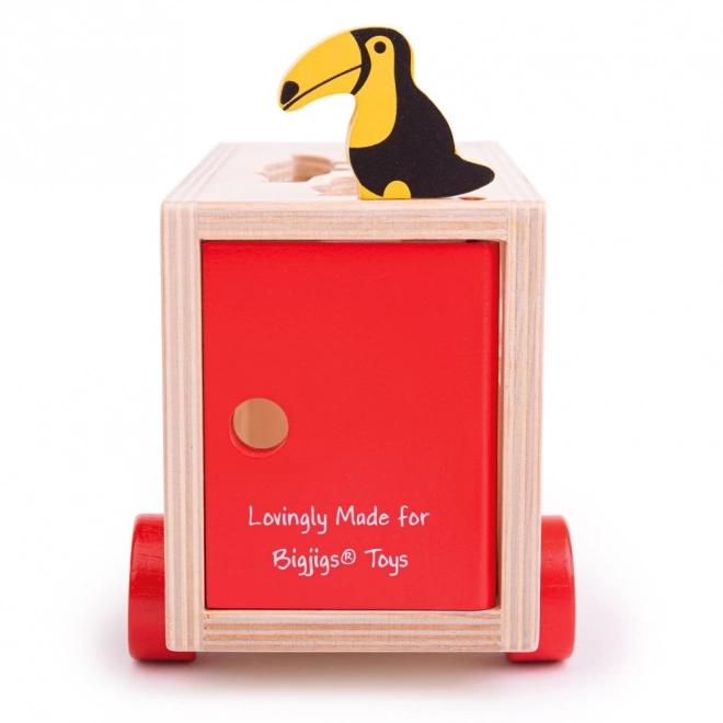 Bigjigs Igrače Leseni avto s safari živalmi