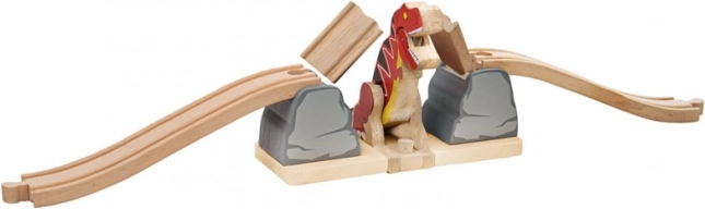 Leseni most s T. rexom za vlakovno progo BIGJIGS RAIL