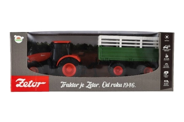 Traktor Zetor RC s prikolico plast 42cm 2,4GHz polnilni paket + baterije z zvokom v škatli