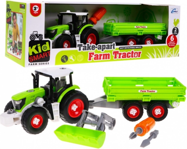 Sestavljivi traktor s prikolico za otroke 3+ z vrtalnikom in izvijačem
