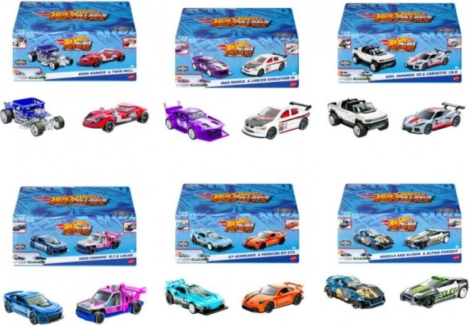 Hot Wheels pull-back avtomobila 2‑pak 1:43