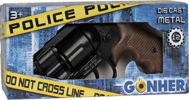 Kovinski črni policijski revolver Gold Collection - 12 strelov