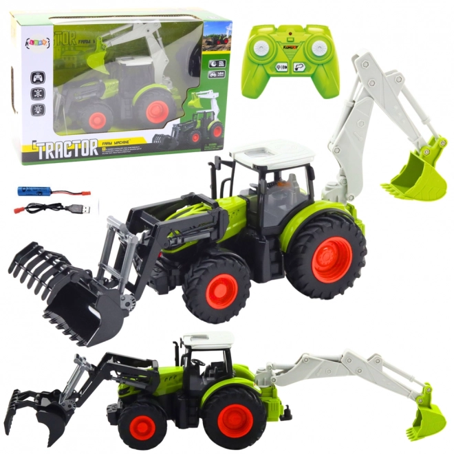 Zabaven traktor z obračalno lopato in bagrom