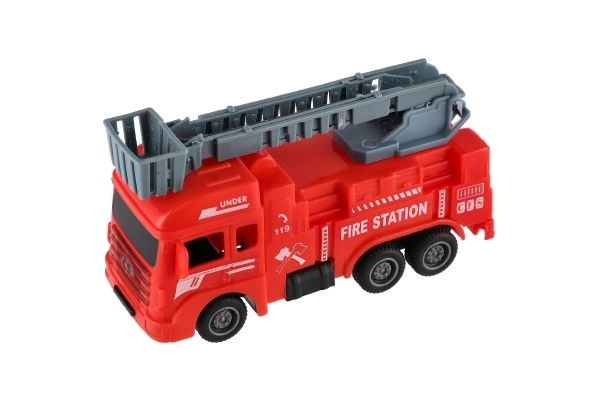 Avtomobilski gasilci plastika 11cm na vzvratno navijanje 4 vrste 12kos v škatli
