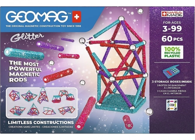 Magnetna sestavljanka GEOMAG Glitter 60 kosov