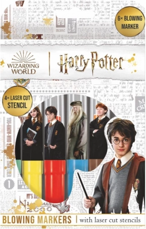 Pihalni flomastri s šablonami Harry Potter, komplet 6 kosov v škatli