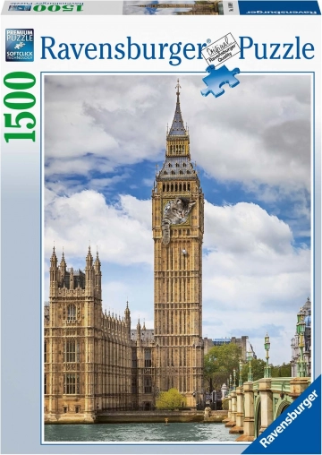 Sestavljanka 1500 kosov – zabavna mačka na uri Big Ben RAVENSBURGER