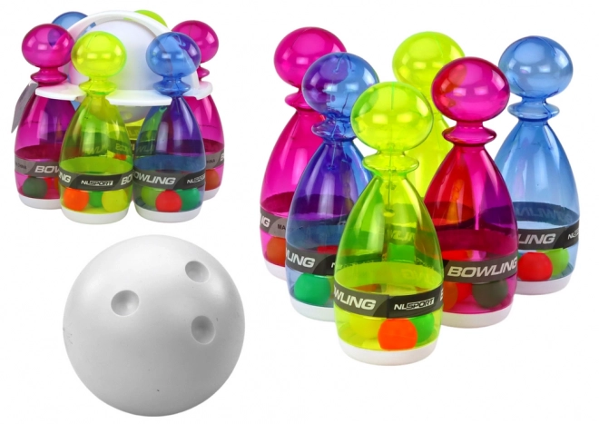 Bowling komplet s 6 prozornimi keglji, Barvne prozoren