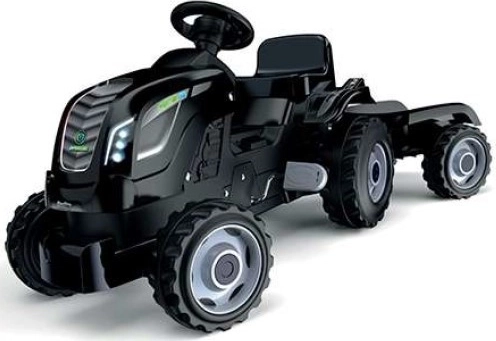Pedalni traktor s prikolico - črn