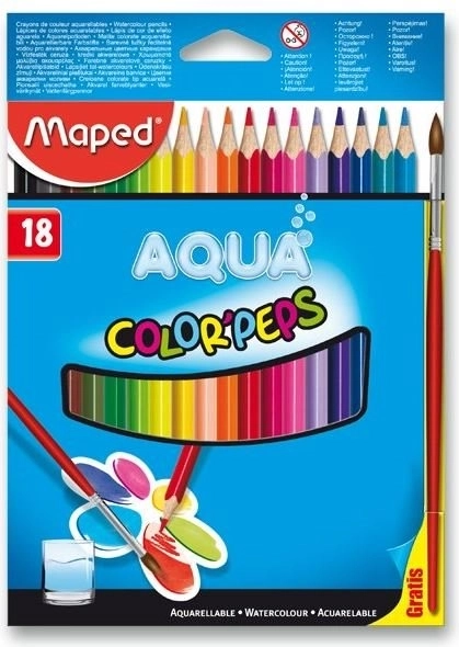 Trikotni barvice Maped Aqua Color'Peps 18 kosov s čopičem
