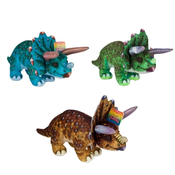 Dinosaur/Ceratopsian pliš 38x15cm 3 barve 24m+